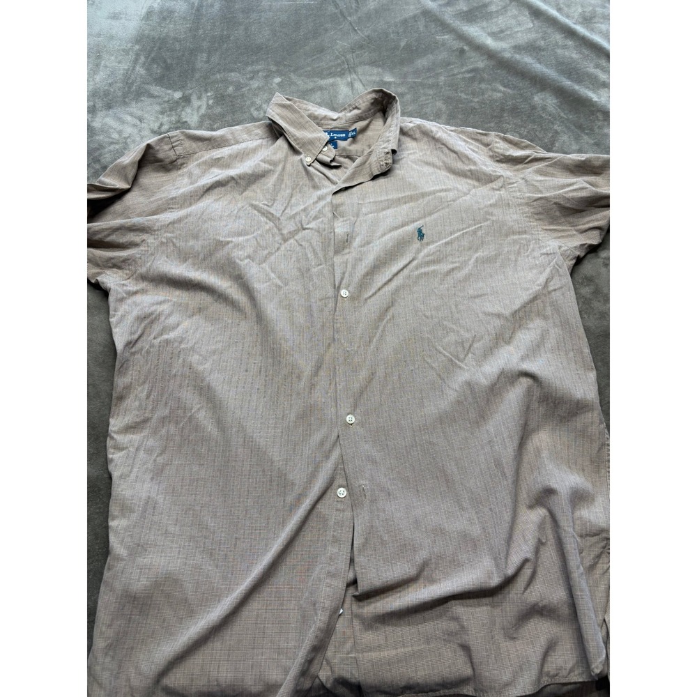 Ralph Lauren Mens XL Short Sleeve Button Down Shirt Brown Plaid Polo Pony Mcmeel